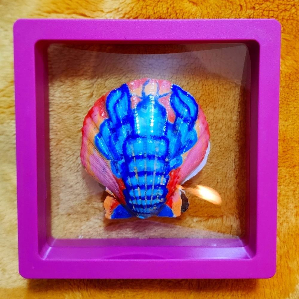 Decorative Hand-Painted, One-of-a-Kind Seashells w/ Painted Crab & Lobster